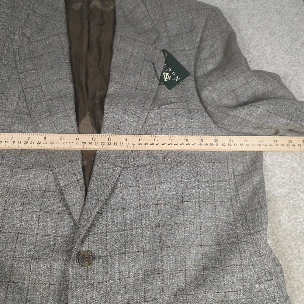 Lauren Ralph Lauren Blazer Mens 43T Tan Silk Linen Wool Glen Plaid Sprt Coat NEW - Picture 7 of 11